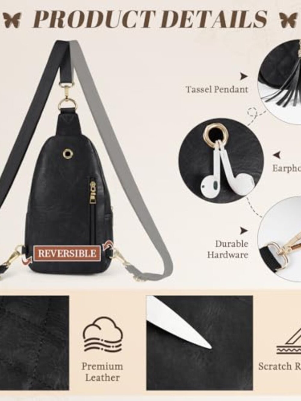 🆕 SDYSM Crossbody Bag for Women 2 in 1 Sling Bag Women Leather Small Sling - Picture 5 of 8